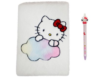 Plyšový zápisník Hello Kitty s propiskou