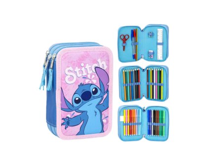 Třípatrový penál Stitch s výbavou