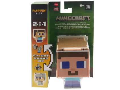 Figurka Minecraft Flippin Steve in Encharted Armor a Steve Nové