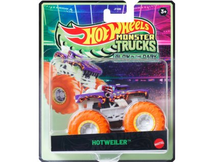 Hot Wheels Monster Trucks Glow In The Dark Hotweiler fialové Nové
