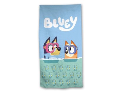 Osuška Bluey a Bingoo na pláži 70x140cm