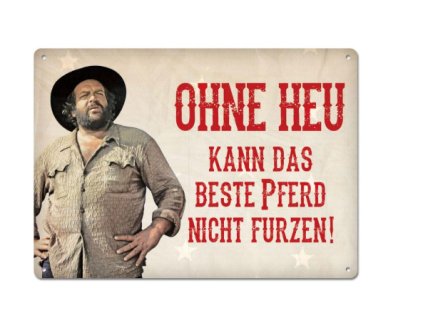 Cedule Bud Spencer Ohne Heu kann das beste Pferd 10x15cm