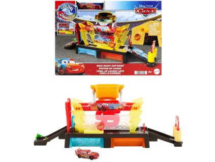 Hrací set Cars Colour Changers Lightning McQueen Myčka