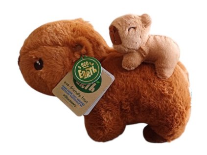 Plyšák Kapybara hnědá s miminkem 25cm