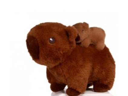 Plyšák Kapybara tmavě hnědá s miminkem 25cm