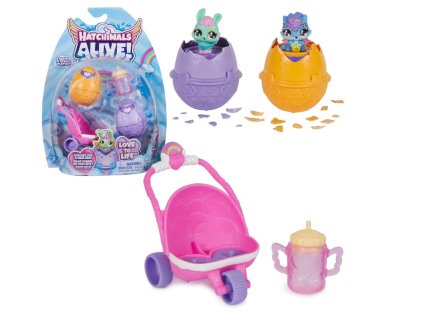 Hrací set Hatchimals s kočárkem růžová láhev