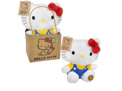 Plyšák Hello Kitty v tašce s modrým tričkem 27cm