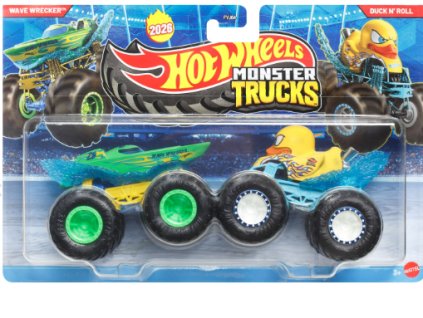 Hot Wheels Monster Trucks Demolition Doubles Wave Wrecker Vs Duck N Roll