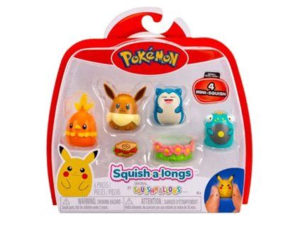 Figurky Pokémon Squishalongs Eevee, Snorlax, Bellibolt, Torchic