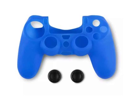 PS4 Silikonový obal Spartan Gear a Thumb Grips modrý