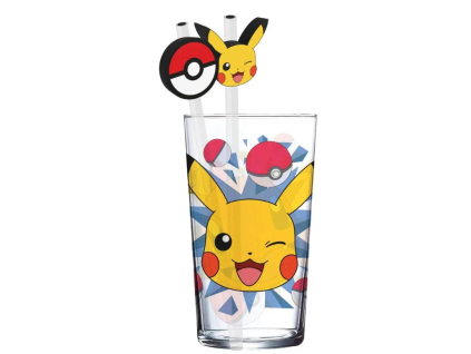 Sklenice s brčkem Pokémon Pikachu 485ml