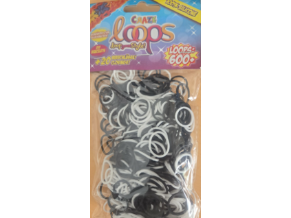 Gumičky Loom Craze mix černobílé 600ks