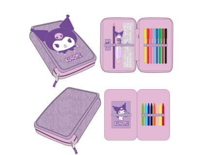 Penál Hello Kitty Kuromi dvoupatrový s výbavou