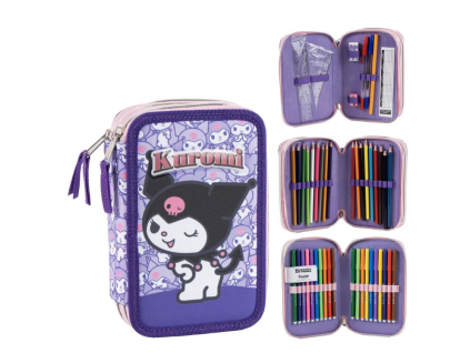 Penál Hello Kitty Kuromi třípatrový s výbavou