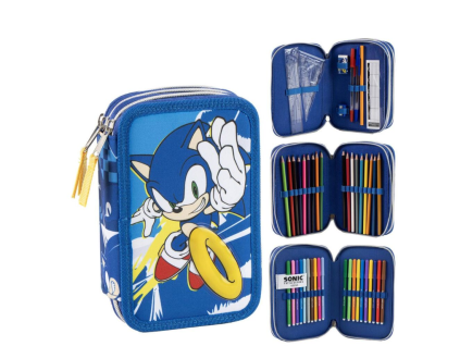 Penál Sonic the Hedgehog třípatrový s výbavou
