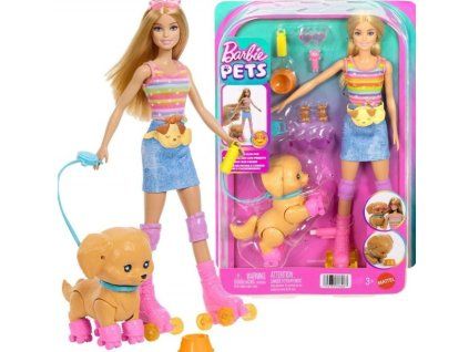 Barbie na bruslích s pejskem