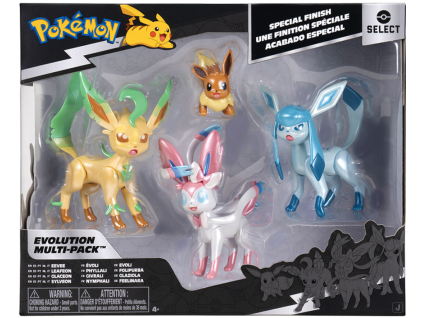 Figurky Pokémon Select Evolution Eevee, Leafeon, Glaceon, Sylveon