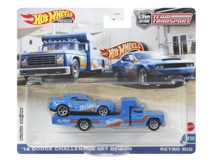 Toys Hot Wheels Premium Car Culture Team Transport 18 Dodge Challenger Srt Demon and Retro Rig