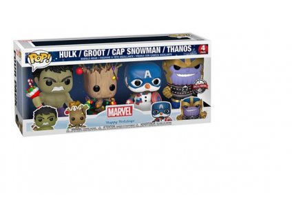 Merch Funko POP! Marvel Hulk Groot Cap Snowman Thanos 4 pack