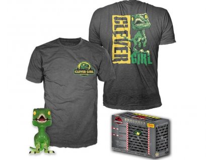 Merch Set Jurrassic Park Funko Pop and Tee box Clever Raptor vel.L