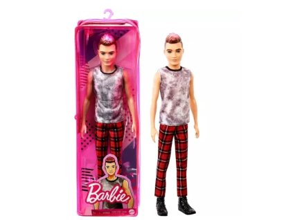 Toys Barbie Ken Doll Fashionistas Rocker Ken Doll With Pink Frosted Hair and Sleeveless Top