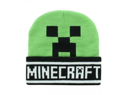 Merch Čepice Minecraft Creeper Face Green and Black Beanie