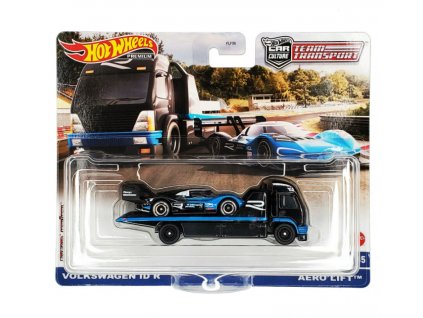 Toys Hot Wheels Premium Car Culture Team Transport Volkswagen Id R and Aero Lift