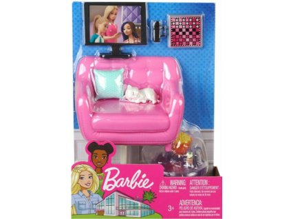 Toys Barbie Mini Playset Furniture Couch With Tv and Cat