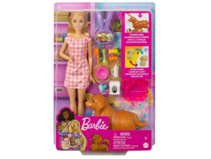 Toys Barbie Doll And Newborn Pups Playset