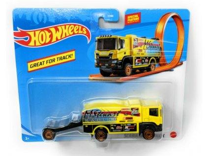 Toys Hot Wheels Track Stars Trailers Scania Rally Truck Yellow