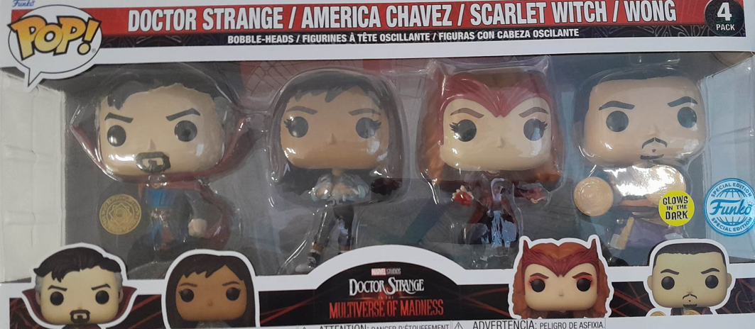 Funko POP Doctor Strange, America Chavez, Scarlet Witch & Wong (Glow In The Dark
