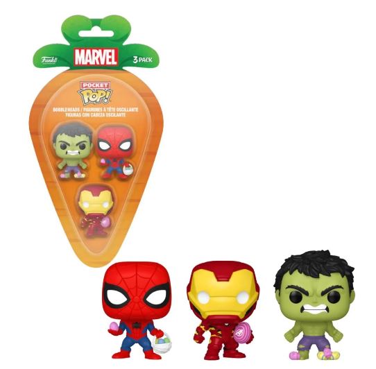 Funko Pocket Pop! Marvel Spiderman, Hulk, Iron Man Easter 3ks