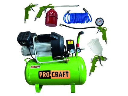 Kompresor Procraft AC52-2 a set příslušenství ke kompresoru 5 ks | SAC52-2/KIT-5C