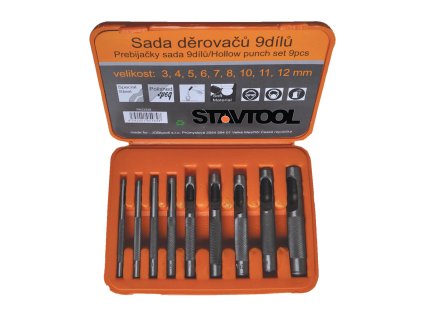 XTLINE Sada děrovačů 9 dílů | 3-12 mm, plastový obal