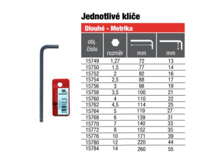 L.-klíč 2.5mm Ball/karta