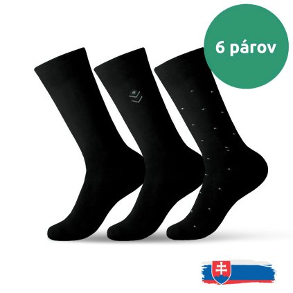 Bavlnené ponožky Karpathia® čierne k obleku balenie 6 párov