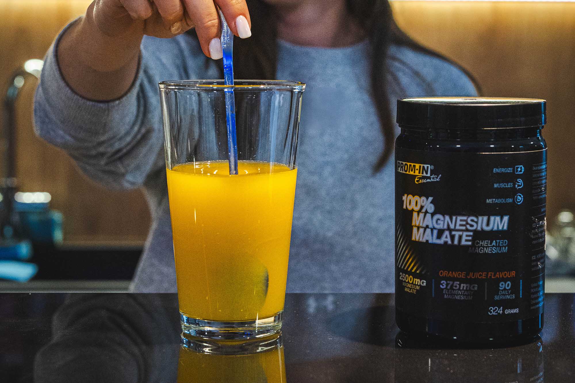 Doporučené užití hořčíku malátu PROM-IN během dne a při sportu