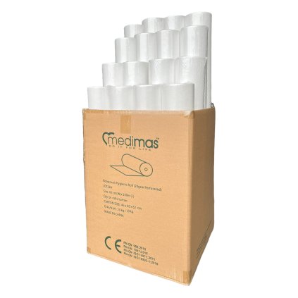 Jednorázové prostěradlo z netkané textilie v roli s perforací 60cm x 50m - bílé - 16roli - 1