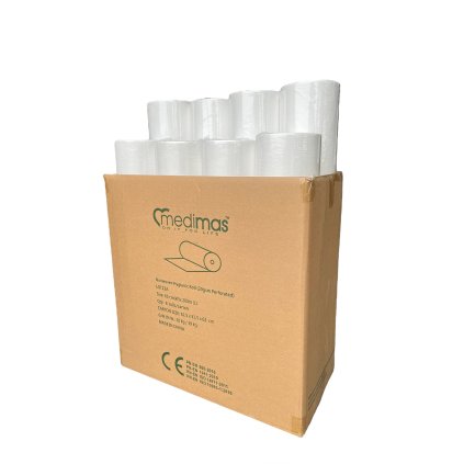 Jednorázové prostěradlo z netkané textilie v roli s perforací 60cm x 200m - bílé - 8roli - 1