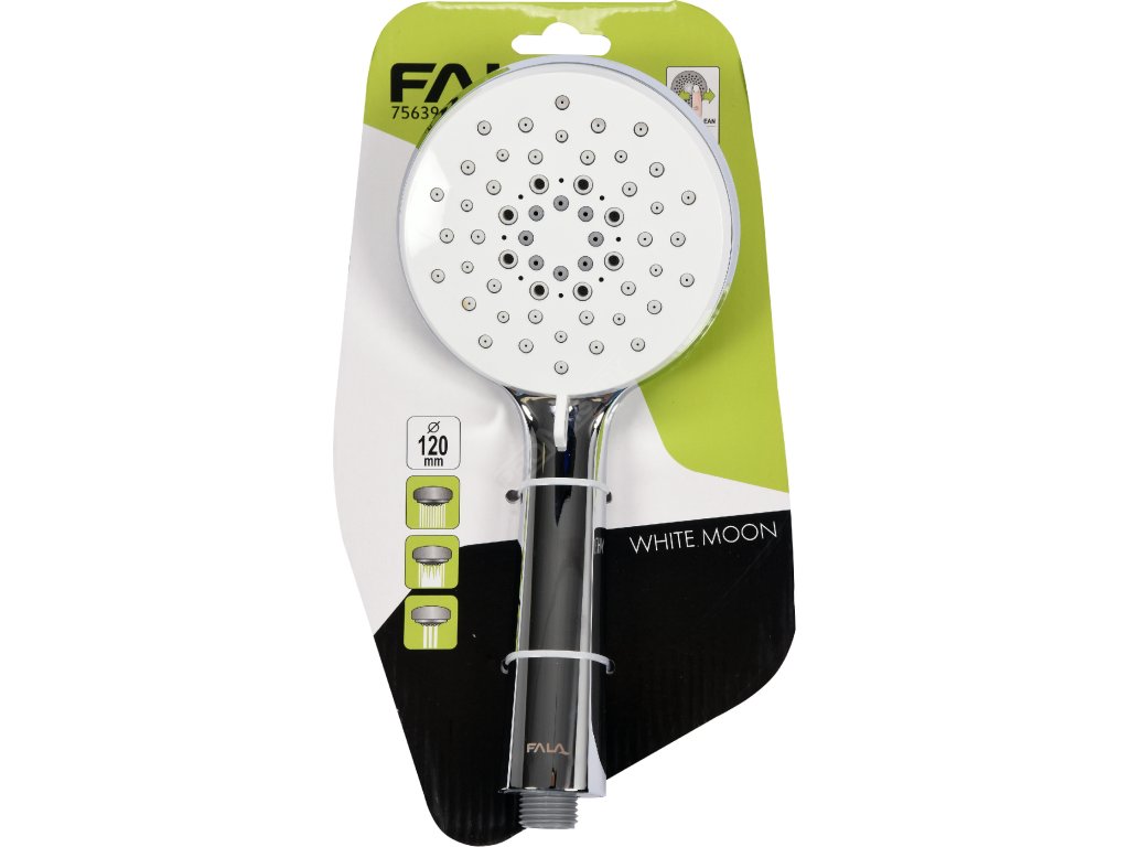 Sprchová hlavice WHITE MOON 120mm 3 funkce Fala TO-75639