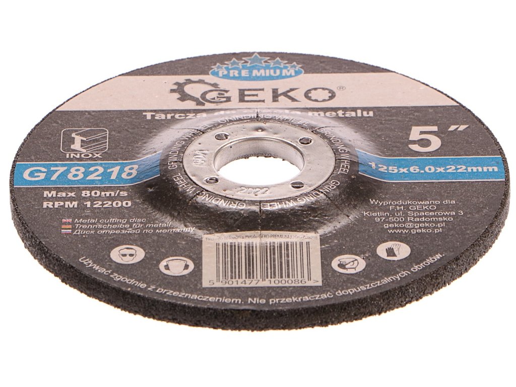 Kotouč brusný na kov, 125x6mm PREMIUM GEKO nářadí G78218