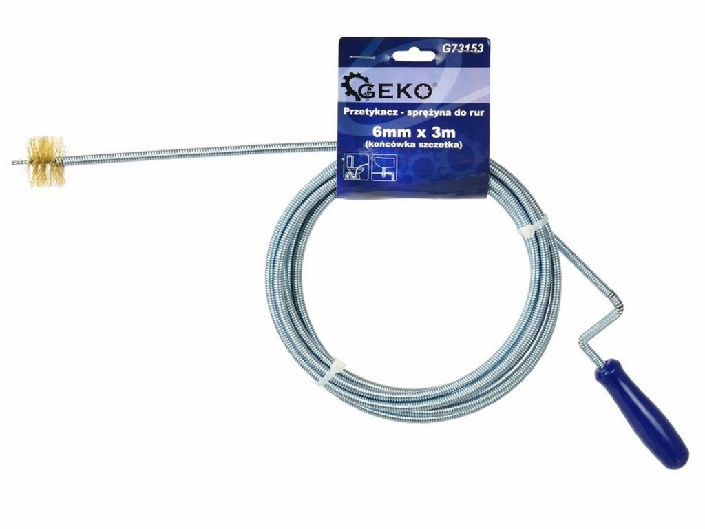 Pero protahovací na čištění odpadů, 3m x 6mm, kartáček na konci GEKO nářadí G73153