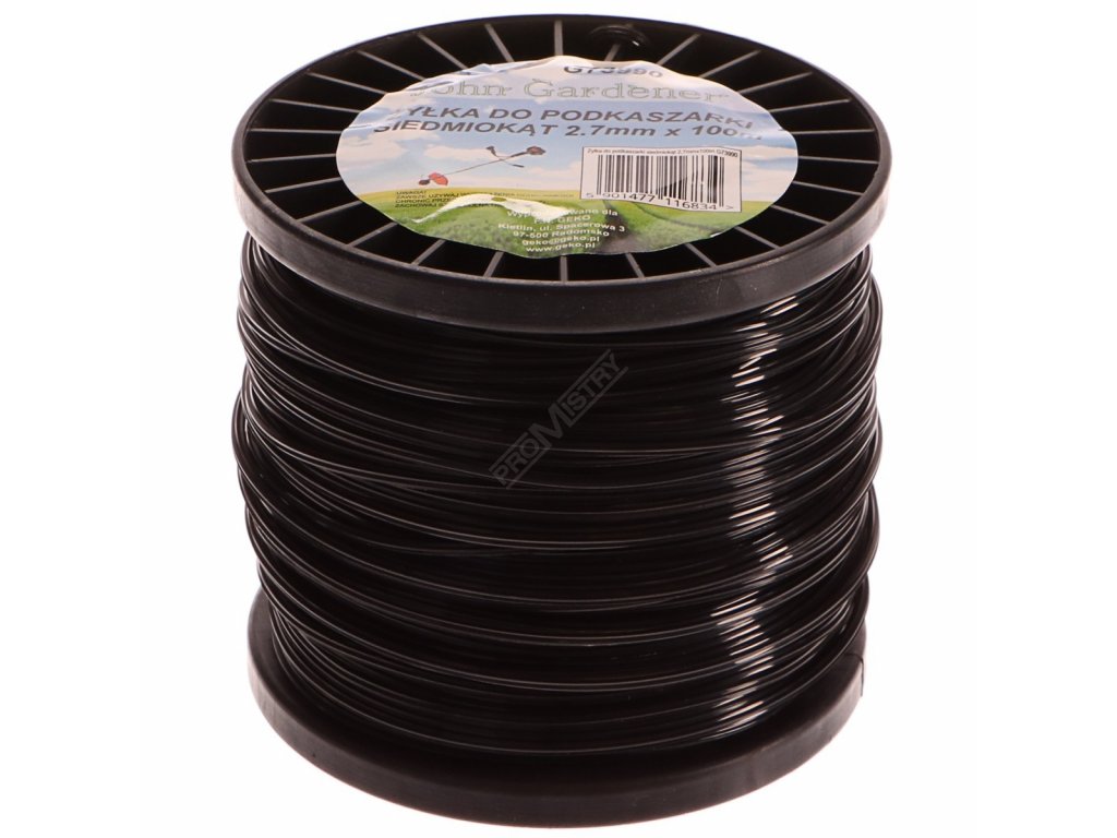 Struna do sekačky černá, 2,7mm, 100m, sedmihran, nylon GEKO nářadí G73990