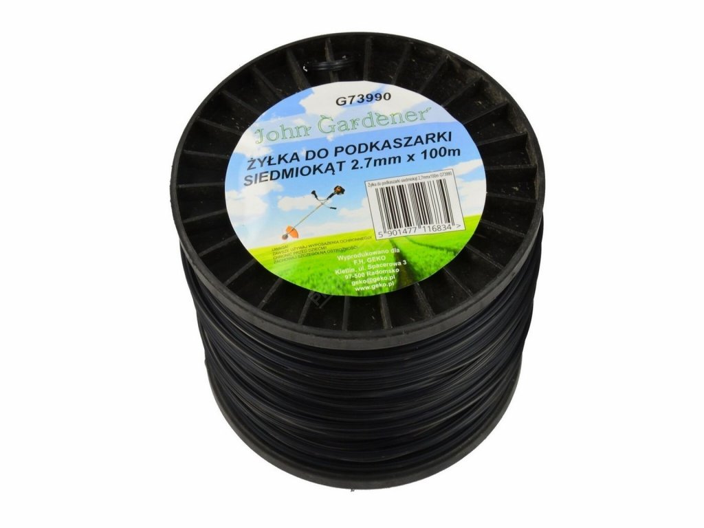 Struna do sekačky černá, 2,7mm, 100m, sedmihran, nylon GEKO nářadí G73990