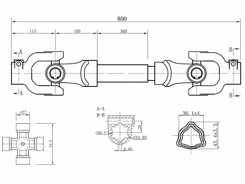 Hřídel kloubová, 80 cm, 500 Nm GEKO nářadí G72300 + Dárek, servis bez starostí v hodnotě 300Kč