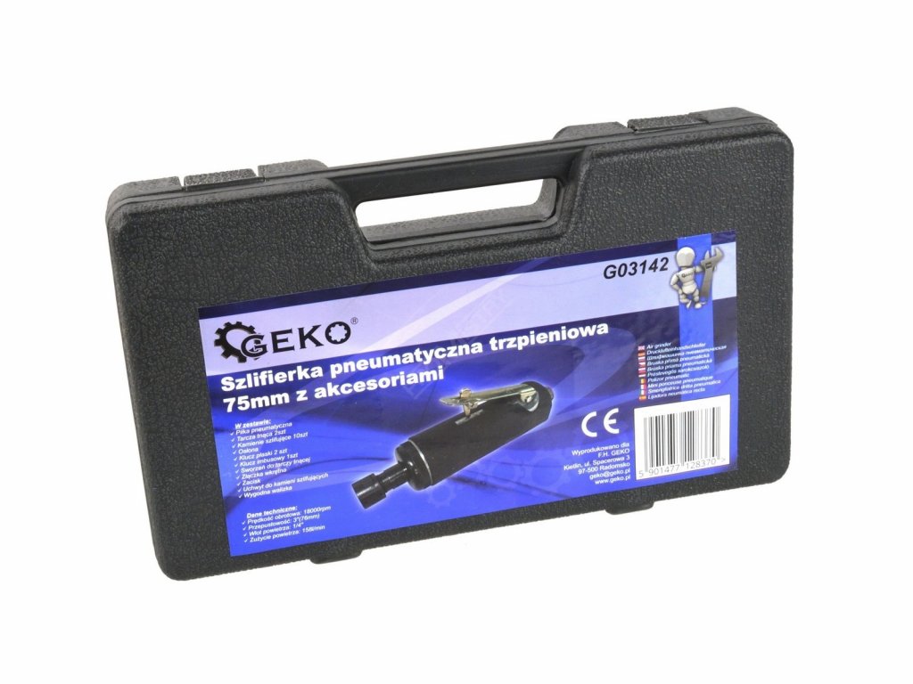 Pneumatická přímá bruska s příslušenstvím, 3 nebo 6mm, 1/4", 18000/min GEKO nářadí G03142 + Dárek, servis bez starostí v hodnotě 300Kč