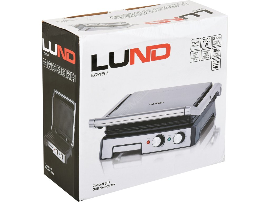 Kontaktní gril 2000W LUND TO-67457 + Dárek, servis bez starostí v hodnotě 300Kč