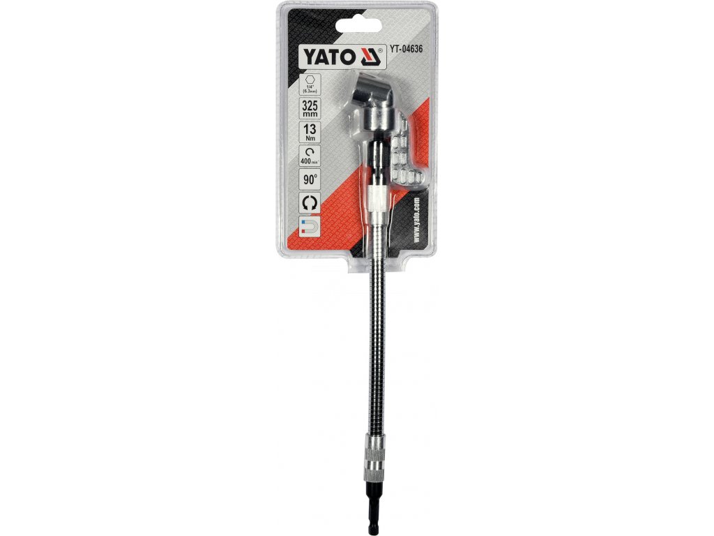 Prodlužovací úhlový adaptér ohebný 1/4" 325mm Yato YT-04636