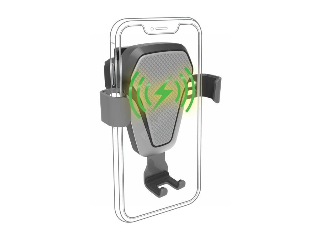 Držák telefonu LUKE-V bezdrátové nabíjení 10W silver Compass 06295