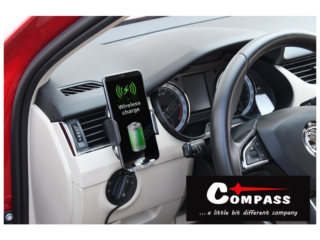 Držák telefonu LUKE-X bezdrátové nabíjení 10W silver Compass 06301 + Dárek, servis bez starostí v hodnotě 300Kč
